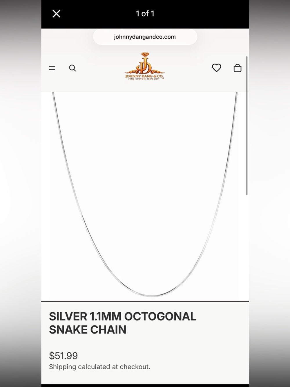 Silver Octagonal Snake Chain Necklace - Silver